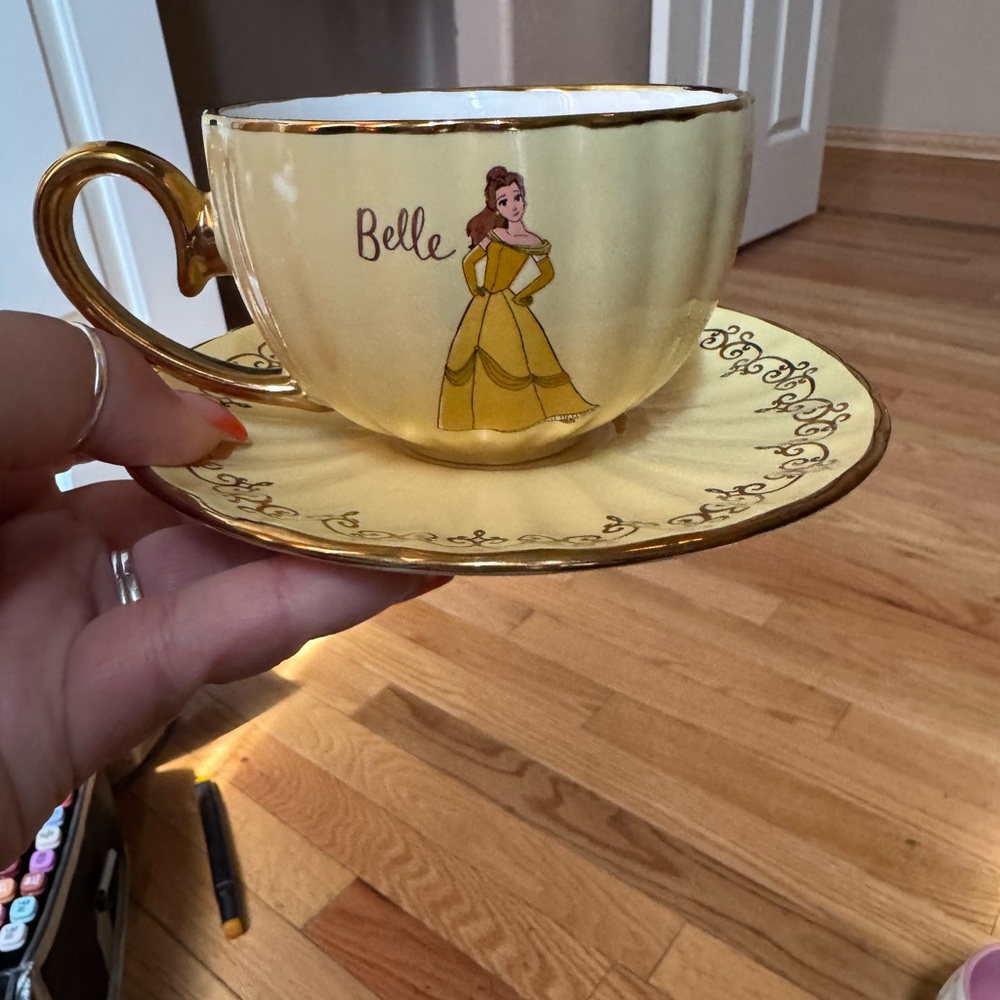 Belle Yellow and Gold Teacup and Saucer